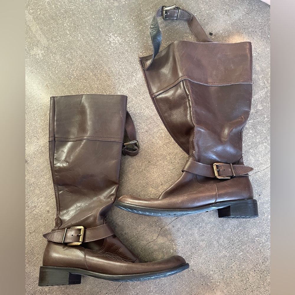 Atelier Women’s Leather Brown Boots With Buckle Size 41 Made In Italy